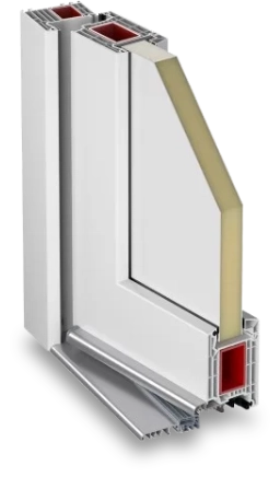 Řez profilem vchodových dveří VEKA Softline 82