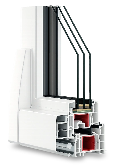 Řez profilem posuvného systému PSK VEKA Softline 76 MD